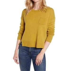 Alex Mill Boxy Pocket Sweater in Chartreuse Yellow Green Merino Wool Small